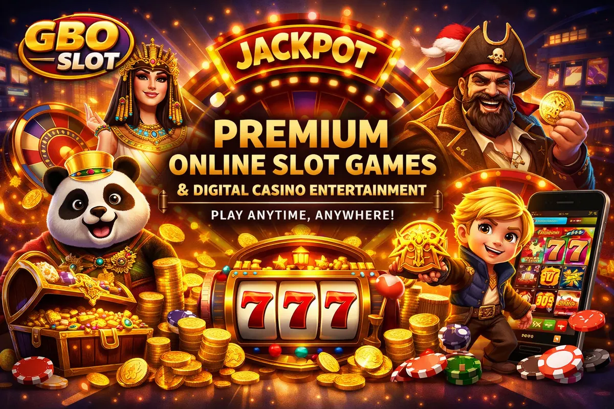 GBOSlot premium online slot games and digital casino entertainment with jackpot, treasure, and slot characters